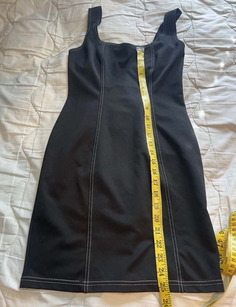Forever 21 Black Contrast Stitch Bodycon Mini Dress Size M - Picture 4 of 5